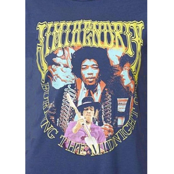 Jimi Hendrix Burning The Midnigh Oil blues rock Official T-Shirt L NWT - Picture 2 of 2